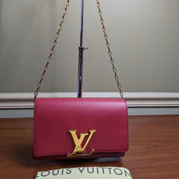 Authentic Louis Vuitton Chain Louise GM Handbag Shoulder Bag RED - Picture 1 of 8